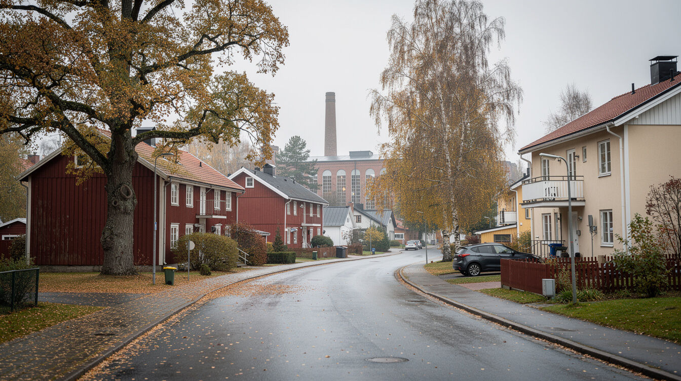 Bruksbebyggelse och villaområden i Dalsjöfors – stora ekar och björkar