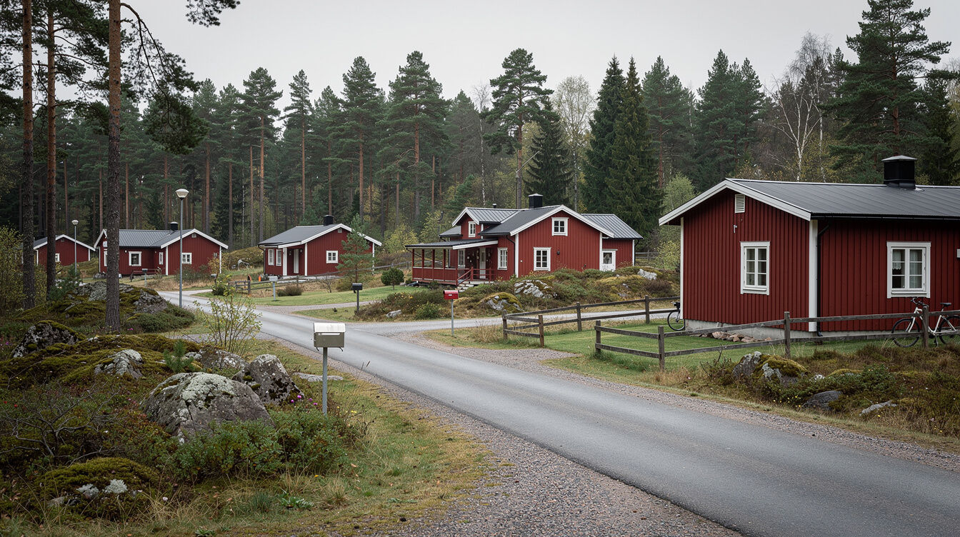 Naturtomter i Gånghester med skogsgräns – tallar och granar