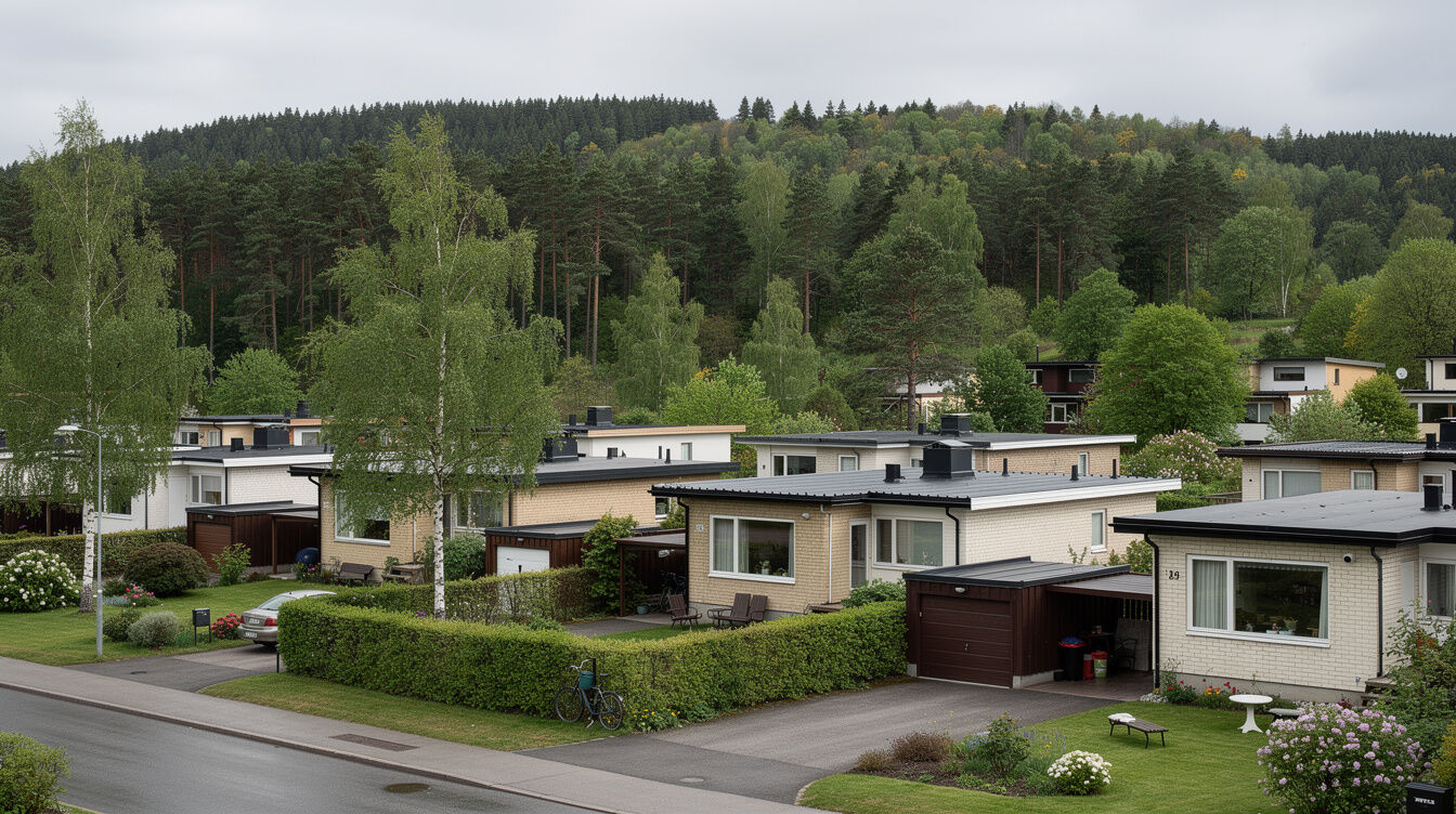 Bostadsområde nära Rya åsar i Knalleland – villor mot naturreservat