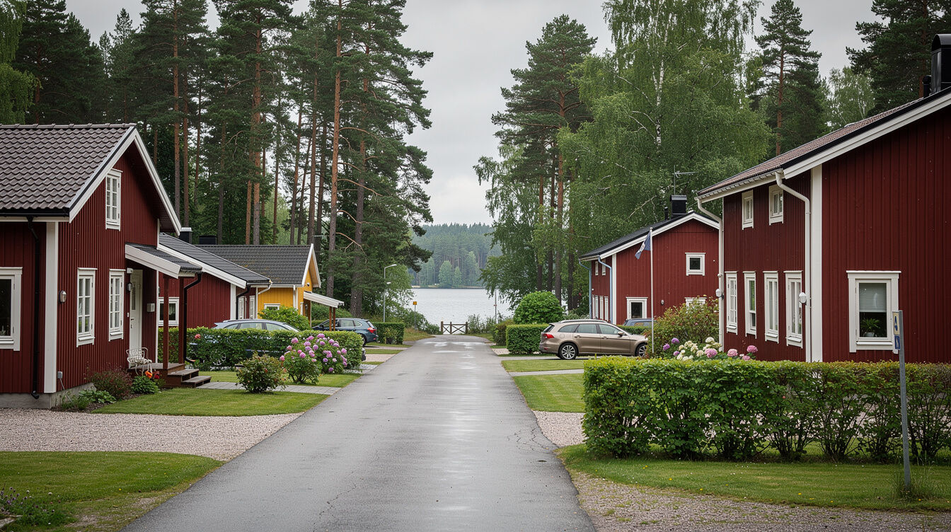 Villaområde i Sandared nära Hålsjön – trädfällning av tallar och granar i Borås kommun
