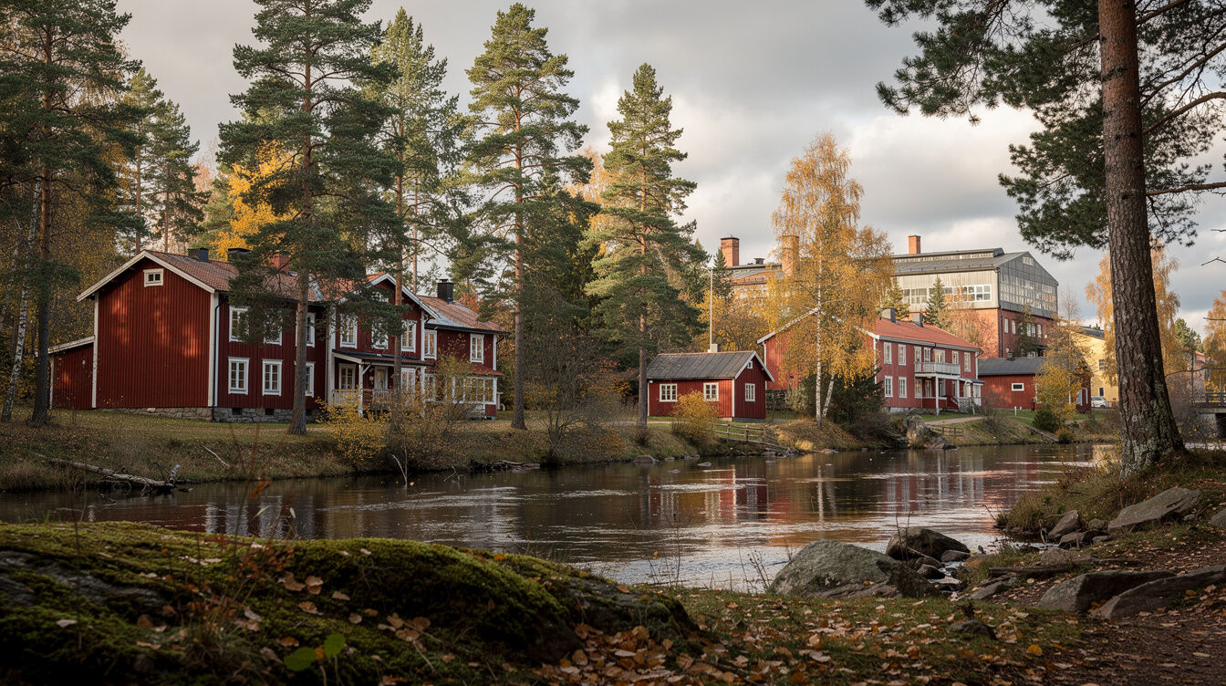 Villaområden längs Viskan i Viskafors – stora tallar och lärkar